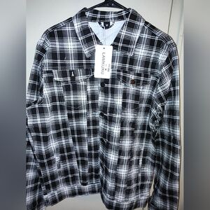Black and White Plaid Men's Jeans Jacket